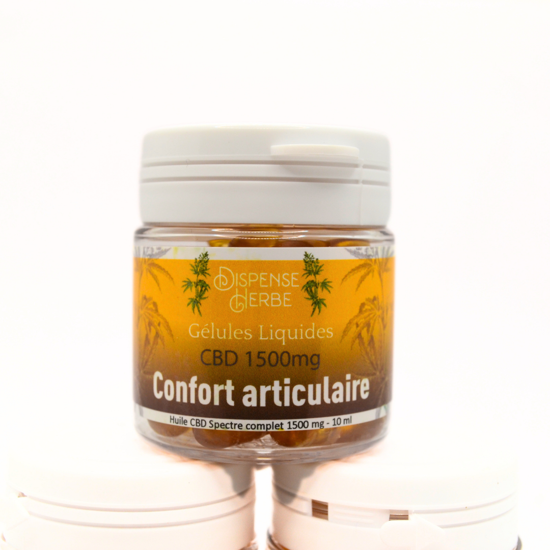 Gélules 1500mg CBD <br> Confort Articulaires - Curcuma & Gingembre - DispenseHerbe 🍀