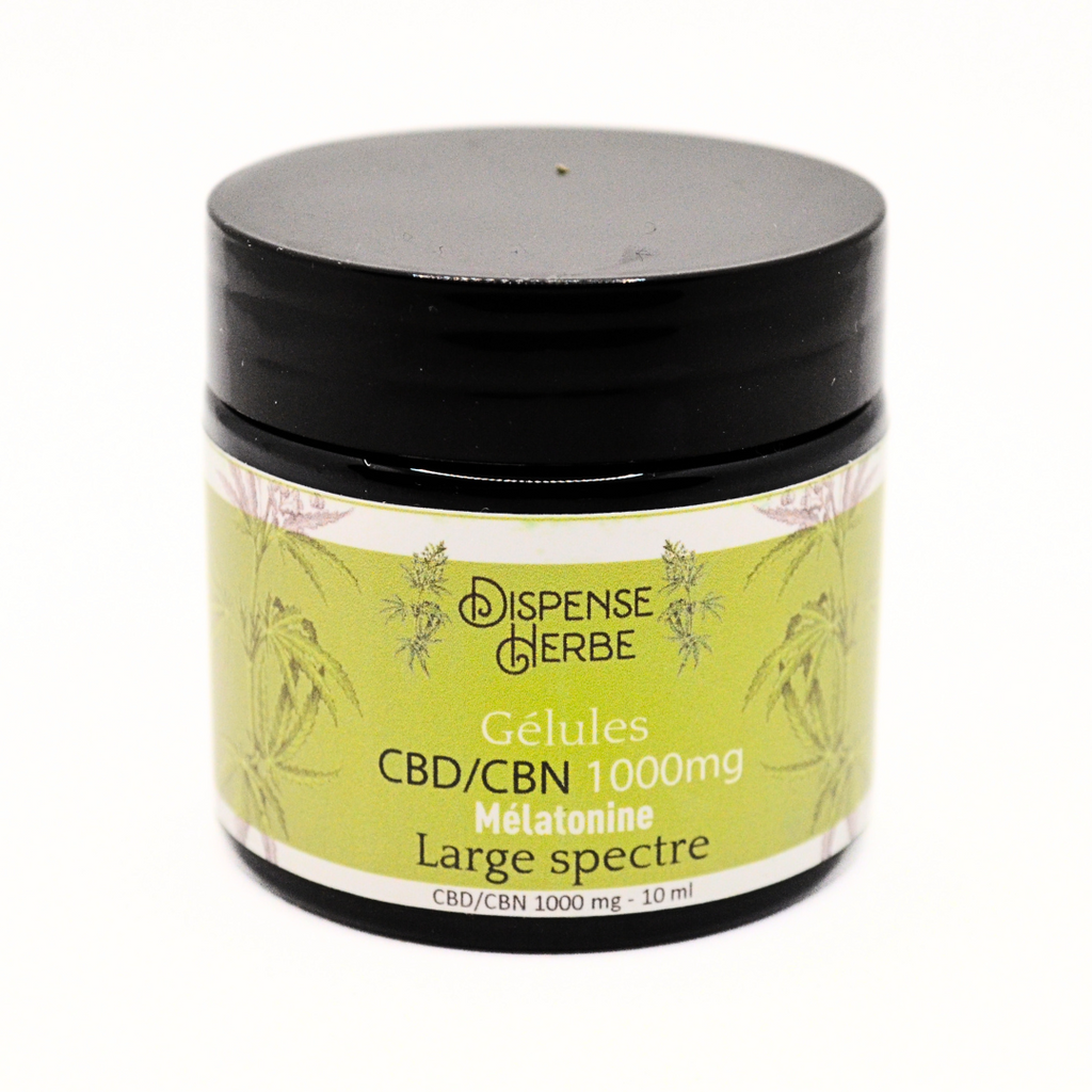 Gélule Sommeil 1000mg CBD/CBN/Mélatonine <br> Spectre Large - DispenseHerbe 🍀