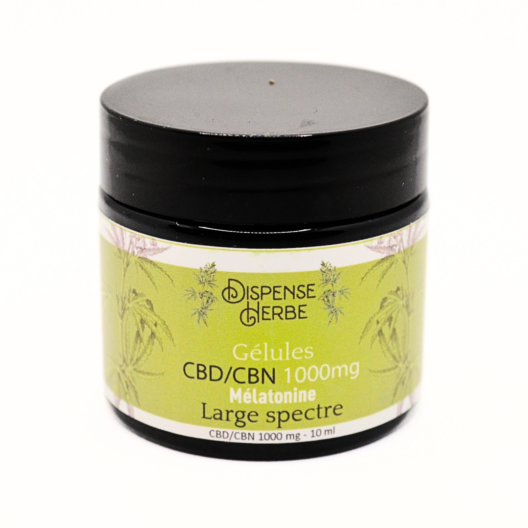 Gélule Sommeil 1000mg CBD/CBN/Mélatonine <br> Spectre Large - DispenseHerbe 🍀