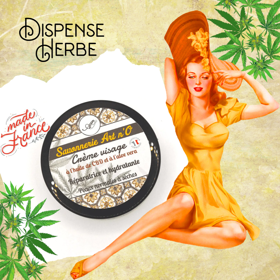 Crème visage à l'Aloe vera et au CBD - DispenseHerbe 🍀