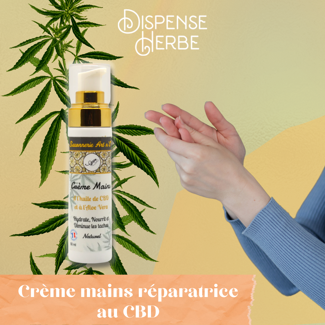 CREME MAINS REPARATRICE AU CBD - DispenseHerbe 🍀