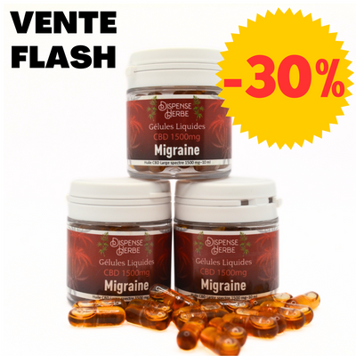 VENTES FLASH  -30% | Gélule Liquides CBD | Migraine Basilic & Rhodiola